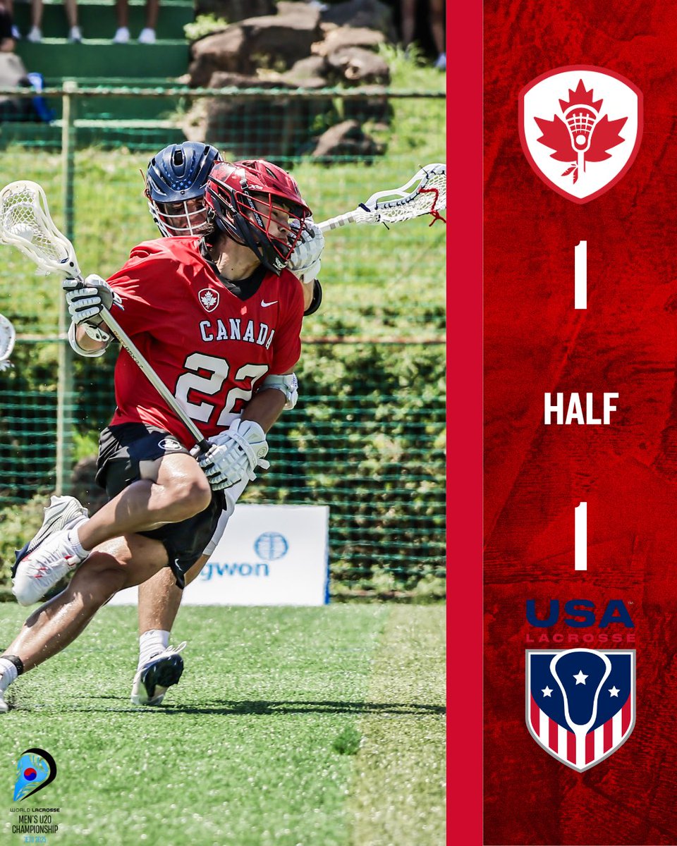 What a first half of lacrosse. Back and forth action and we are all tied at one.
-
Quelle première mi-temps de crosse ! Des allers-retours et un score de parité.