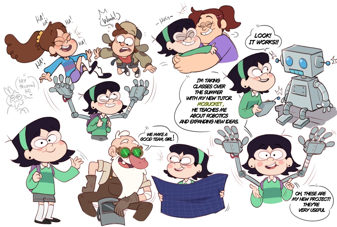 My personal HC is that Candy becomes McGucket's apprentice during the summer after seeing potential in her. I always thought she would be a fan of robotics and "improving" in "innovating" people. 🥹💕💕💕
#gravityfalls #gravityfallsau #headcanon #mcgucket #gravityfallscandy