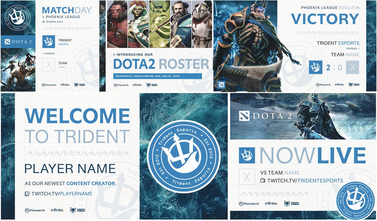It's been out in the wild for a bit now but introducing the new look for <a href="/TridentEsports/">Trident Esports</a> 🌊

Super happy to be back working on this. As one of the longest-standing OCE teams and among my very first team rebrands, Trident will always have a special place with me 💙
