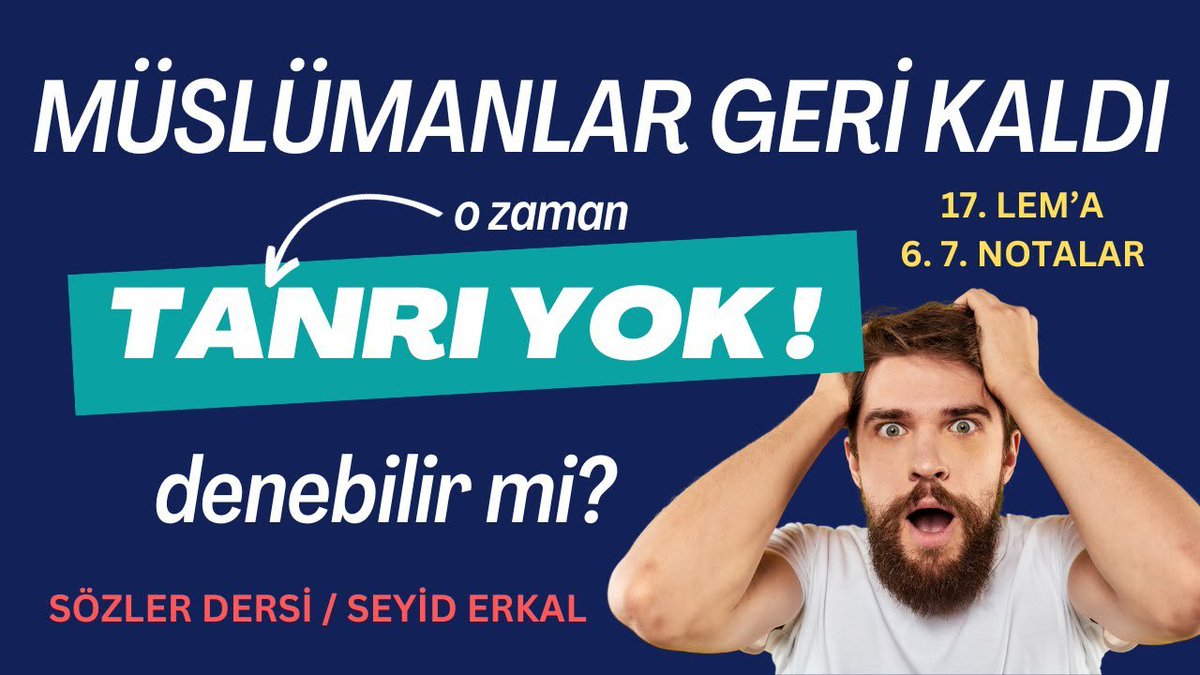 𝔫𝔲𝔯'𝔡𝔞𝔫 𝔢𝔠𝔷𝔞𝔩𝔞𝔯 (@r_nurdaneczalar) on Twitter photo 17. LEM'A / 6. NOTA
🎙️ <a href="/SeyidErkal/">SEYİD NURFETHİ ERKAL</a>
🔗 youtube.com/watch?v=mbI6Hp…
⏳ 0:14 Beşinci, Altıncı ve Yedinci Nota’lar birbirinin devamı niteliğinde. Yazıldığı dönemde medeniyet anlamında bir inkıraz (çöküş, dağılma), bir güven kaybı ve bir aşağılık kompleksi var. Üstad Hazretleri buna 17. LEM'A / 6. NOTA
🎙️ <a href="/SeyidErkal/">SEYİD NURFETHİ ERKAL</a>
🔗 youtube.com/watch?v=mbI6Hp…
⏳ 0:14 Beşinci, Altıncı ve Yedinci Nota’lar birbirinin devamı niteliğinde. Yazıldığı dönemde medeniyet anlamında bir inkıraz (çöküş, dağılma), bir güven kaybı ve bir aşağılık kompleksi var. Üstad Hazretleri buna