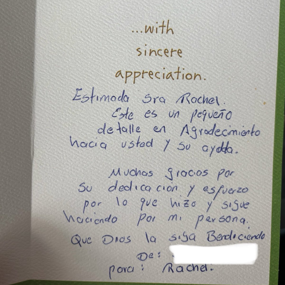 💌 This note from a client made our week. These small moments remind us why we stand with immigrant youth + families every day. 💙 #ProjectLibertad #ImmigrantYouth #Gratitude