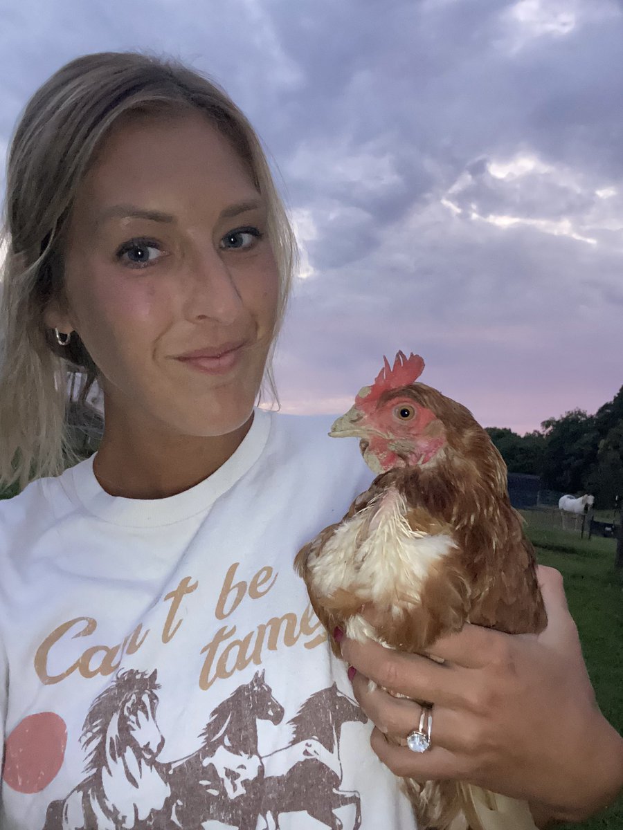 One of my hens escaped her coop and managed to get into the hog pen. I had to go in and get her. She’s safe now 😅🐓