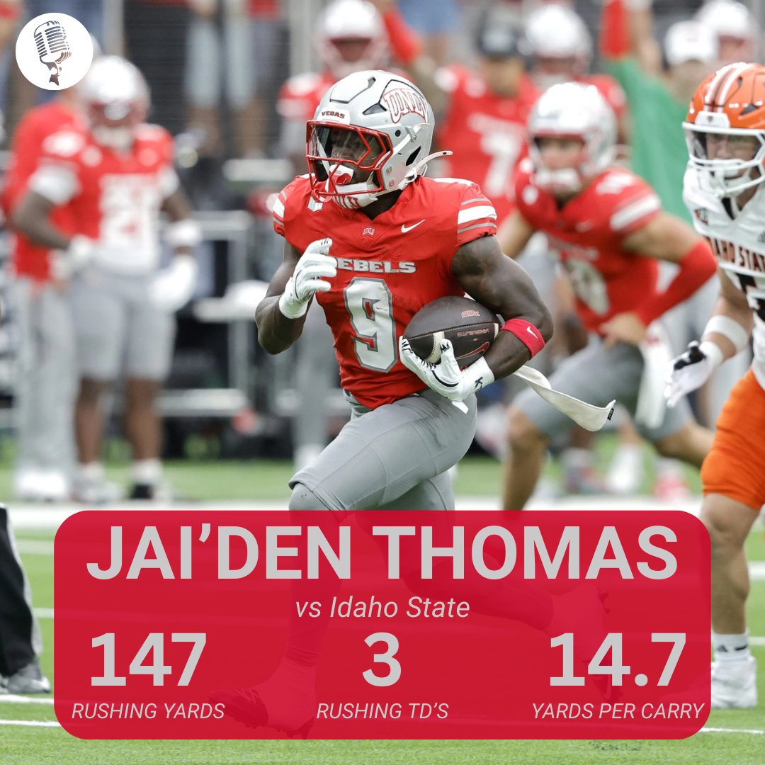 The Crowded Booth (@thecrowdedbooth) on Twitter photo UNLV RB Jai'Den Thomas had himself a day against Idaho State to get the Dan Mullen era started off on the right foot!
(📸<a href="/AP/">The Associated Press</a>) UNLV RB Jai'Den Thomas had himself a day against Idaho State to get the Dan Mullen era started off on the right foot!
(📸<a href="/AP/">The Associated Press</a>)