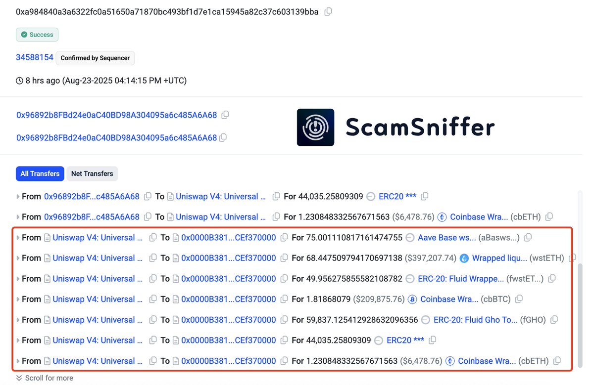 🚨 ALERT: Someone lost ~$1.54M due to signing EIP-7702 phishing batch transactions.