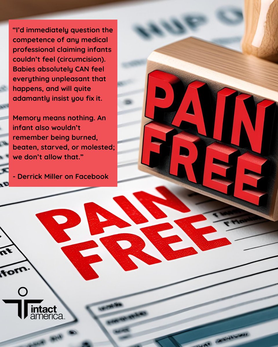 intactamerica's tweet image. Thank you, Derrick, for this powerful #commentoftheweek. Too often, people dismiss infant pain as if memory erases harm. But babies do feel—and ignoring their cries doesn’t make the violence acceptable. Circumcision is not just painful, it’s a violation of human rights.