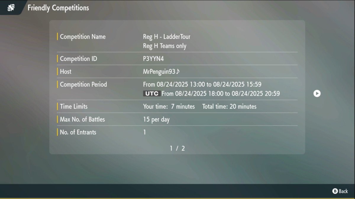 Buenas!
Los invito a un ladder tour de Reg H el dia de mañana, aqui los horarios de referencia! 

- 12:00 🇲🇽
- 13:00 🇪🇨🇵🇪🇨🇴
- 14:00 🇨🇱
- 19:00 🇪🇸

Traigan sus equipos que quieran probar para competencia, ideas que se les ocurrio o gimmicks curiosos, todos son bienvenidos!