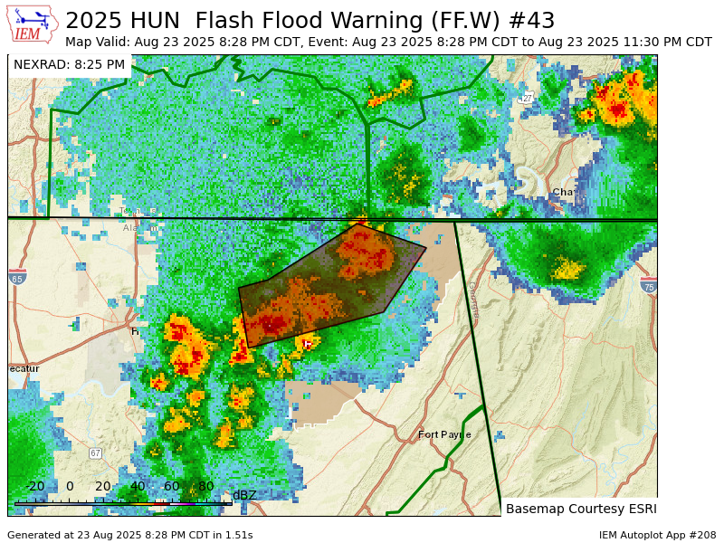 HUN issues Flash Flood Warning [flash flood: radar indicated] for Jackson [AL] till Aug 23, 11:30 PM CDT mesonet.agron.iastate.edu/vtec/f/2025-O-…