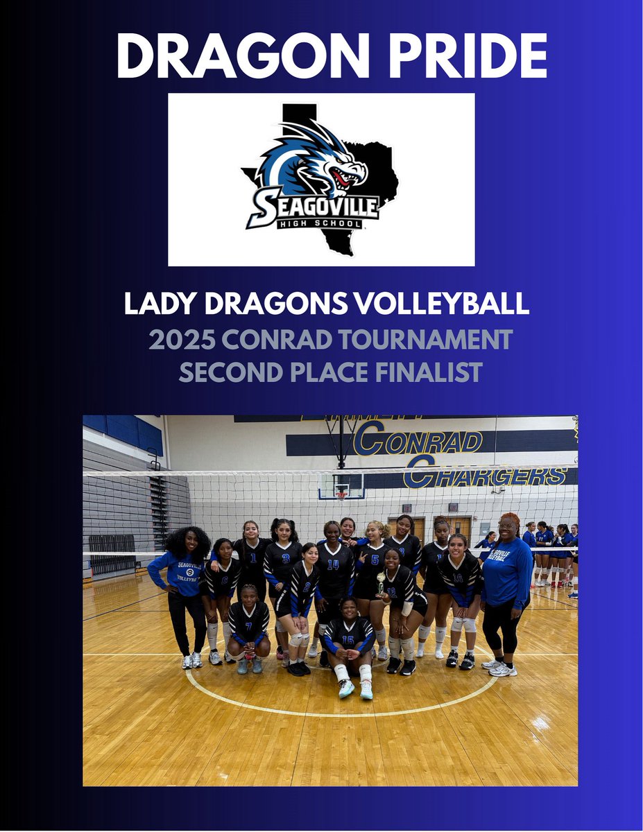 The Lady Dragons Varsity team is bringing home a nice addition to our trophy case! The Lady Dragons placed 2nd in Silver at the Conrad Varsity Volleyball Invitational. A nail biter match against RL Turner🔥 Great Job Ladies! 🧱by🧱 #dragonpride
