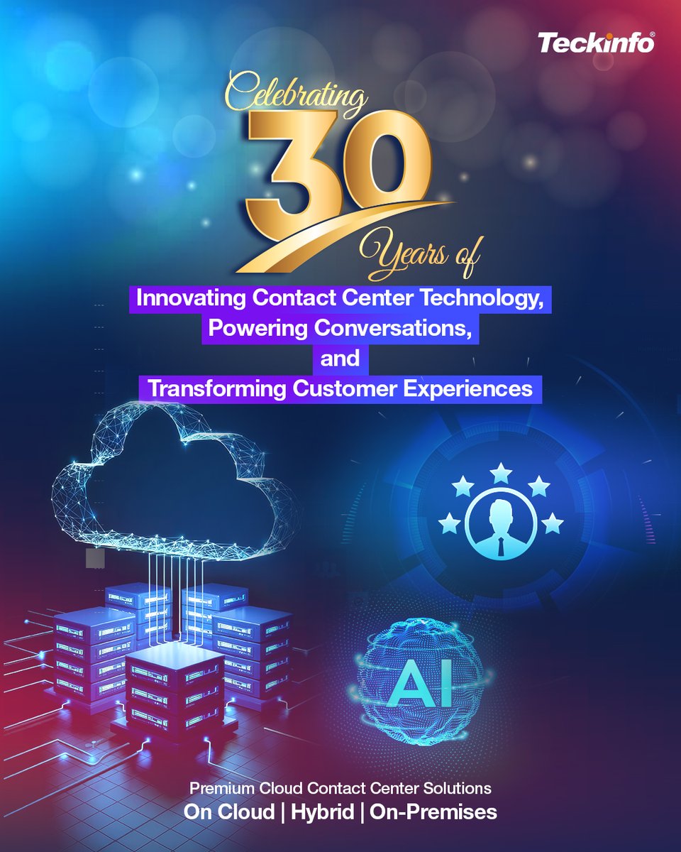 teckinfoindia's tweet image. Celebrating #30Years of innovation in #contactcentertechnology! From humble beginnings to becoming a trusted partner for enterprises, BPOs &amp;amp; BFSI, we’ve redefined customer engagement with integrity, #innovation &amp;amp; impact. Here’s to the next chapter!

#Teckinfo #IDCloud