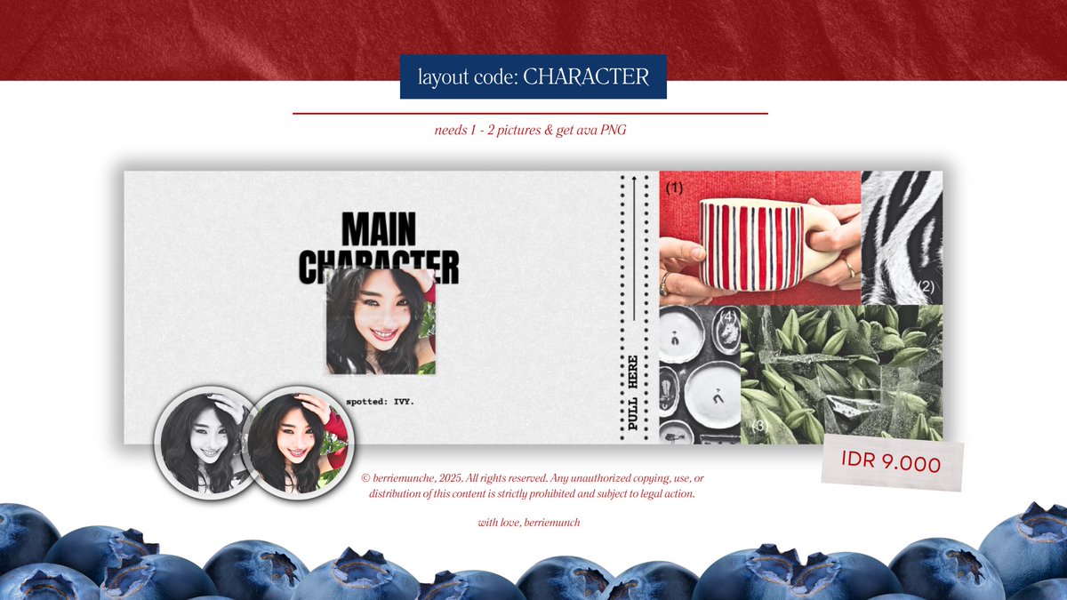 berriemunche's tweet image. any interaction is appreciated! ♥︎

meet my newest layout collections: CHARACTER, SCRIPTED, PREMIERE, &amp;amp; CHARMING that crafted solely for you!

🪷 &amp;gt; kindly knock my dm jika ada masukan atau kesamaan ya! thank you x #zonauang #zonaba