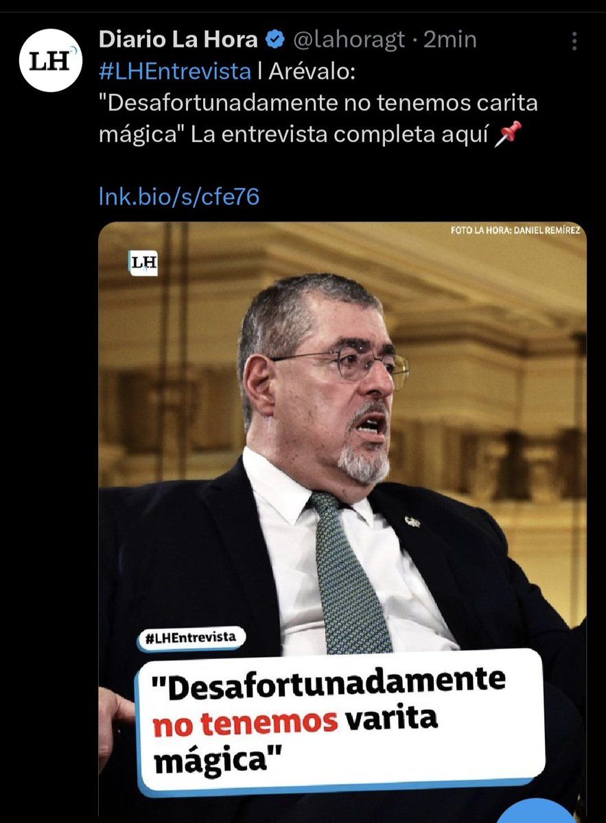 Ni carita, ni varita, ni capacidad, ni conocimiento, ni honestidad, etc. En pocas palabras no tiene NADA!!  LA RENUNCIA DE ESTE APRENDIZ DE GOBERNANTE ES LO MEJOR PARA GUATEMALA.