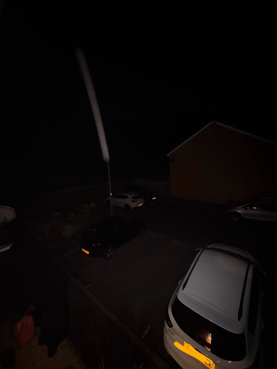 Mattylennon97's tweet photo. @NorthSomersetC  at it again. CUTS CUTS CUTS. Absolutely disgusting that I can’t even walk out the front door and see a thing. This light only up to recently would be on all night. Why turn off out streetlights. How’s this safe ? The second photo is with night filter https://t.co/1hRmVgbhVn