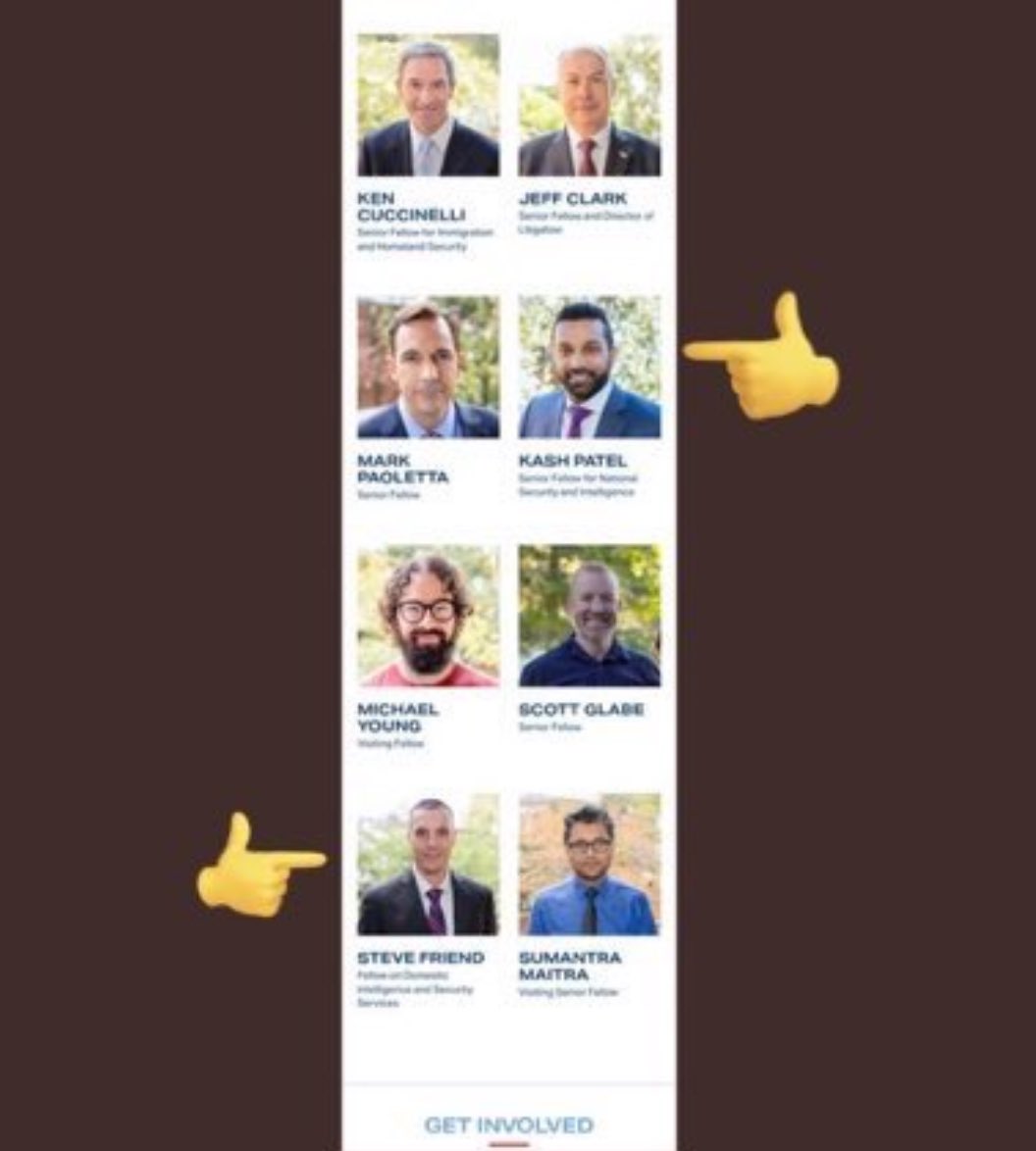 Richie Franklin (@dznutzurface) on Twitter photo *CENTER FOR RENEWING AMERICA*
Kash Patel, Russ Vought and “FBI Whistleblower” Steve Friend. Imagine that.
<a href="/KimWexlerMAJD/">Kimberly “Kim” Wexler MA JD</a> <a href="/DakotaSidwell/">D.Sauce (TIE)</a> <a href="/RealSKeshel/">Seth Keshel</a> <a href="/Theonlyme333/">Theonlymethereis</a> <a href="/_KrisHunter_/">KrisHunter</a> <a href="/pcapdodger/">Josh Merritt</a> <a href="/TheGoodFight/">TheGoodFight</a> <a href="/merissahansen17/">Merissa Hansen</a> *CENTER FOR RENEWING AMERICA*
Kash Patel, Russ Vought and “FBI Whistleblower” Steve Friend. Imagine that.
<a href="/KimWexlerMAJD/">Kimberly “Kim” Wexler MA JD</a> <a href="/DakotaSidwell/">D.Sauce (TIE)</a> <a href="/RealSKeshel/">Seth Keshel</a> <a href="/Theonlyme333/">Theonlymethereis</a> <a href="/_KrisHunter_/">KrisHunter</a> <a href="/pcapdodger/">Josh Merritt</a> <a href="/TheGoodFight/">TheGoodFight</a> <a href="/merissahansen17/">Merissa Hansen</a>