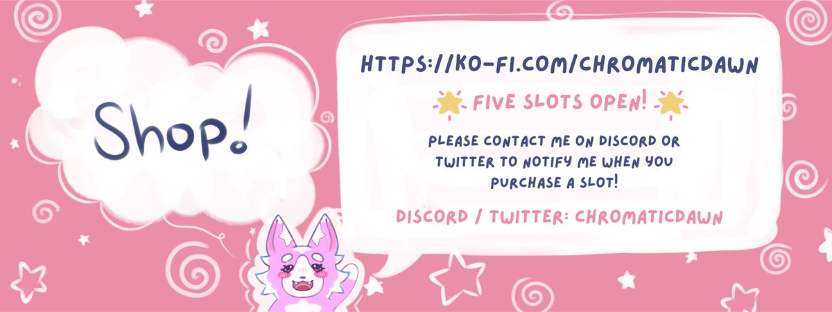 hello! I'm going to be doing sketch c0mms only on a rolling basis due to an unforeseen issue popping up as of late! there's five slots open💫

my usual other options will reopen at a later date, and my shop is linked below! 

if you have any questions lmk! ty &lt;3