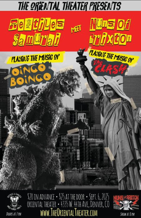 NunsofBrixtonCO's tweet photo. In two weeks!! The Nuns return to the Oriental Theater on September 6 with Oingo Boingo tribute Reptiles and Samurai: https://t.co/Eu2Cz2NvGw… https://t.co/YbuLtdGeL5