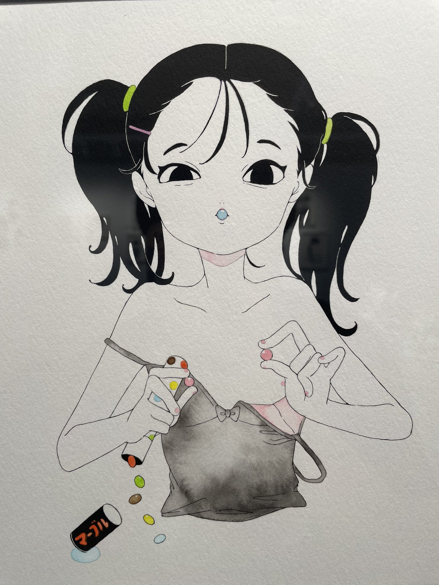女性像　アクリル画　原画 刺繍アート A3サイズ 【PIXEL GIRLS: SIDE B】 | XART STORE