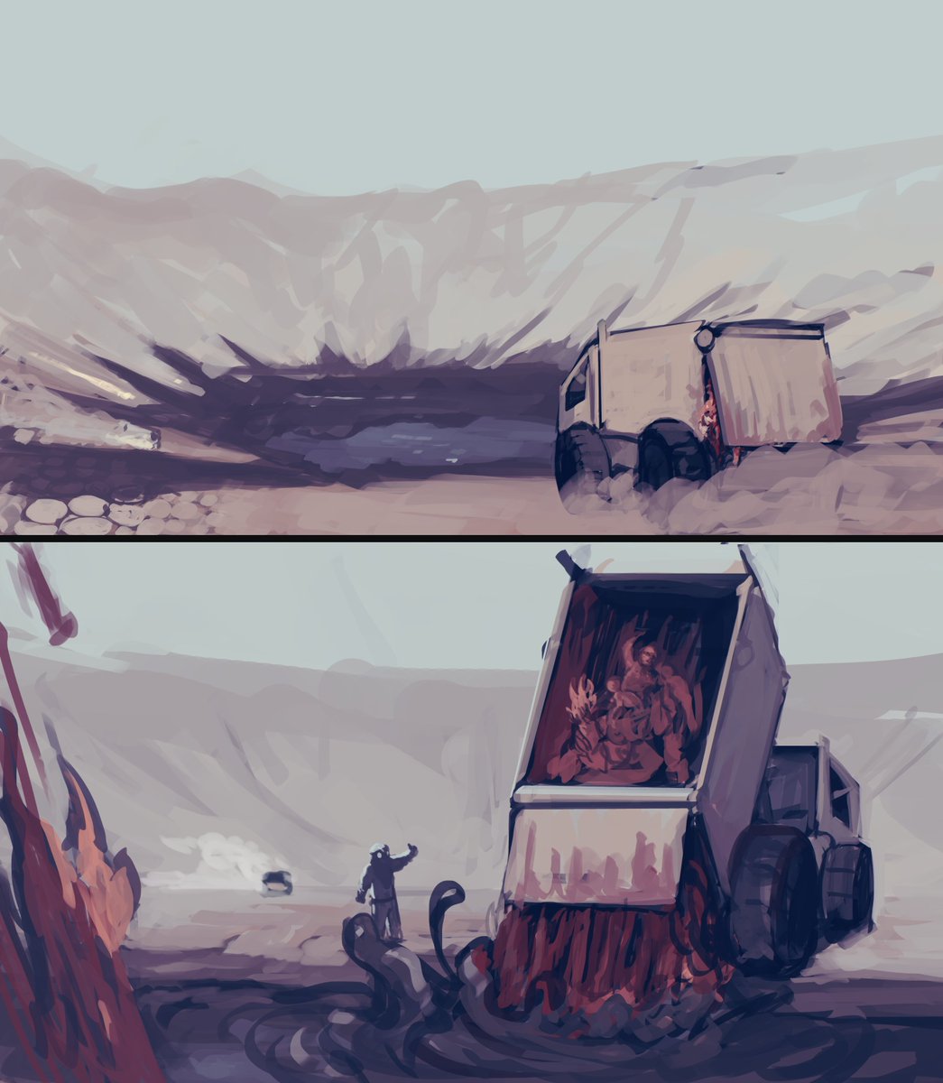 "Not long after Gojira's march, 
several trucks filled to the brim with bodies and messed up meat were sent to the Mt. Banno crater. 
We were told whatever sank to the bottom of the tar pit never made its way back up..."
Godzilla: Black Mass - Hedorah (1/2)