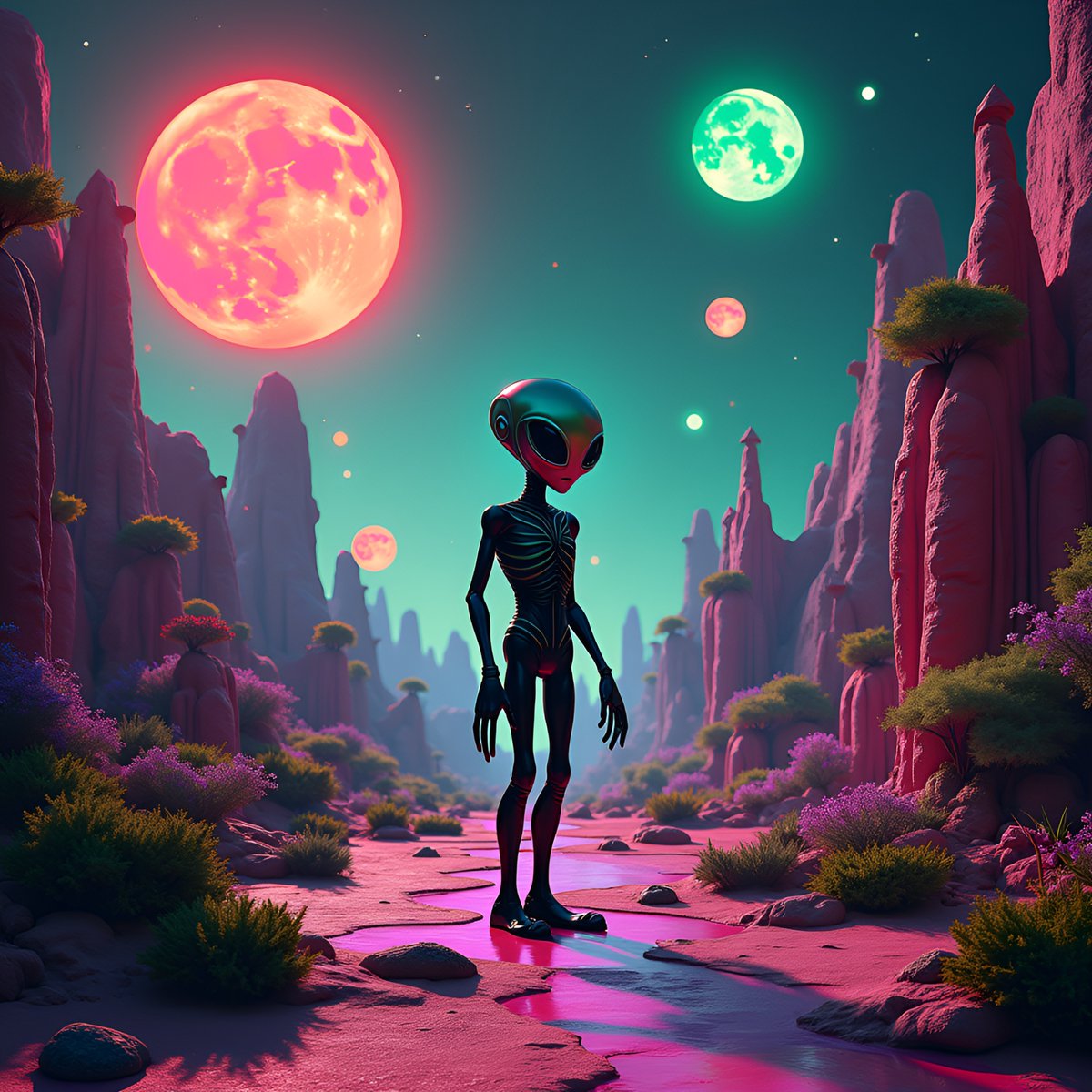 PromptSin's tweet image. Explore new worlds beyond the stars! 🚀✨ Join the adventure today! #OuterSpace #AlienWorld