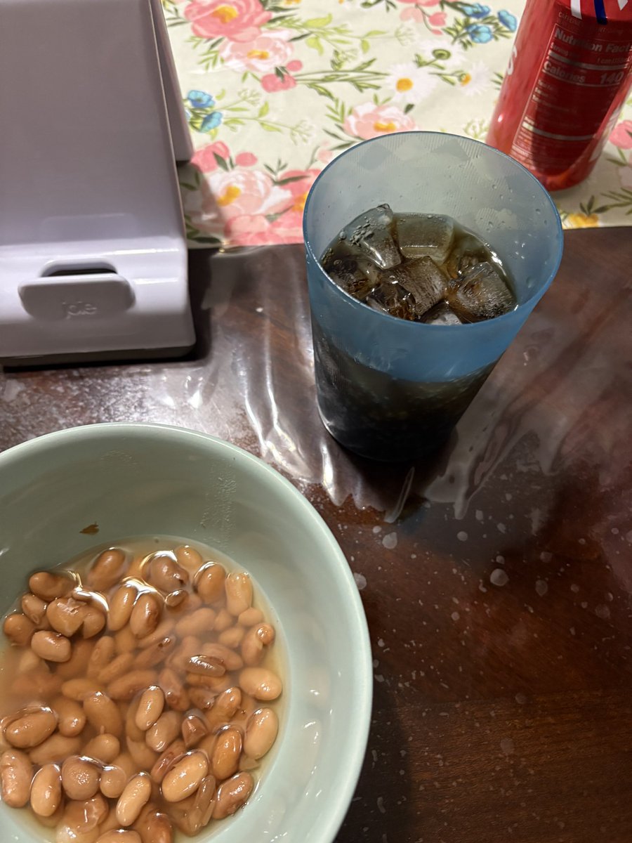 eating beans with tequila aftet work. living that life