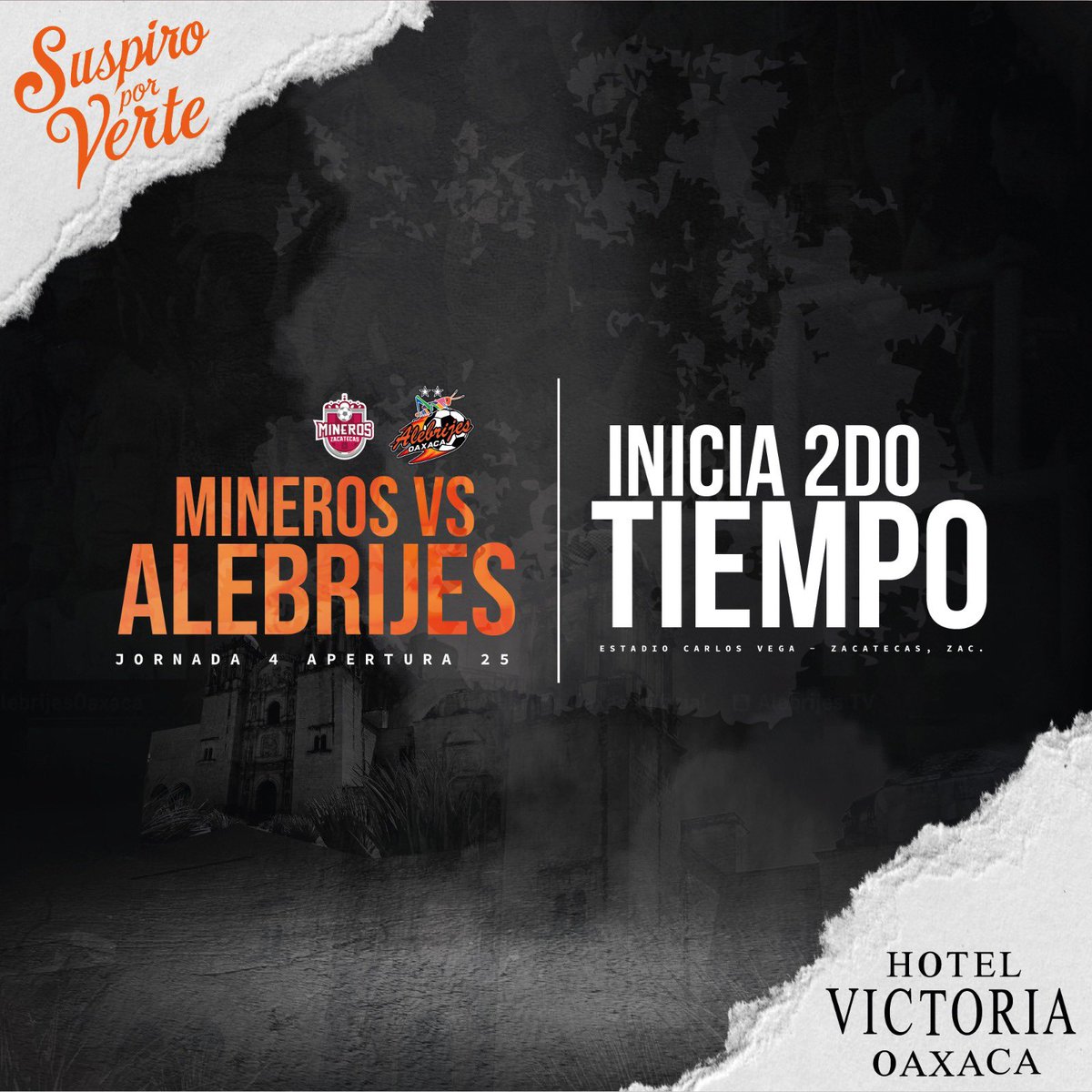 AlebrijesOaxaca's tweet photo. #MINvsALE ⏰ 2T
46'| Ya se juega el segundo tiempo 🆚 @MinerosFc
#SuspiroPorVerte🧡🦗 https://t.co/KzMW9KNGH9