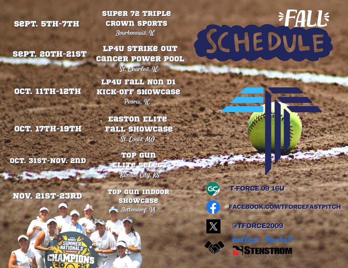 Who doesn't love fall ball?? I can't wait to start another round of softball again! Come watch us ball out at these tournaments this fall!⬇️⬇️ <a href="/TForce2009/">TForce 09</a> #uncommitted2028