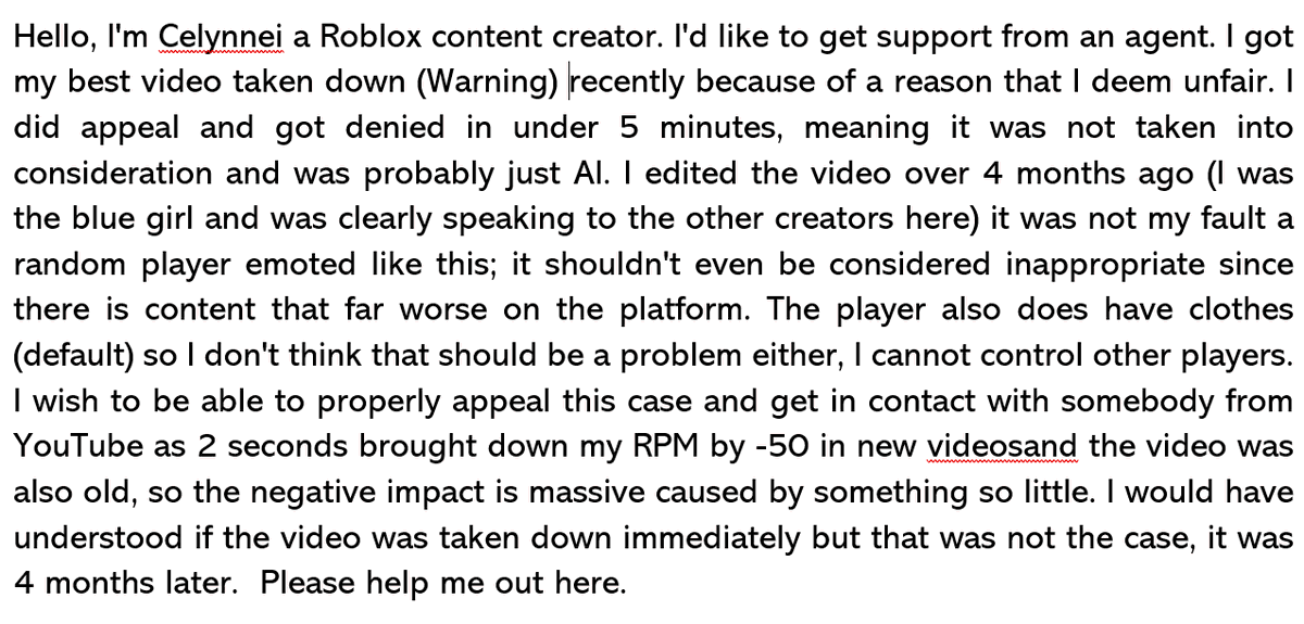 celynnei's tweet photo. @YouTubeCreators @YouTube 
Hello, I recently got an unfair warning and I wish to get help about this situation! My appeal was denied on my best video that is over 4 months old.
Channel: https://t.co/MQ95dC3A4D (+1mill subs) https://t.co/1vyOHuF5r6