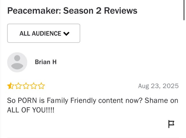 Most hilarious audience review of Peacemaker Season 2. "Family friendly" like bro did you watch Season 1?