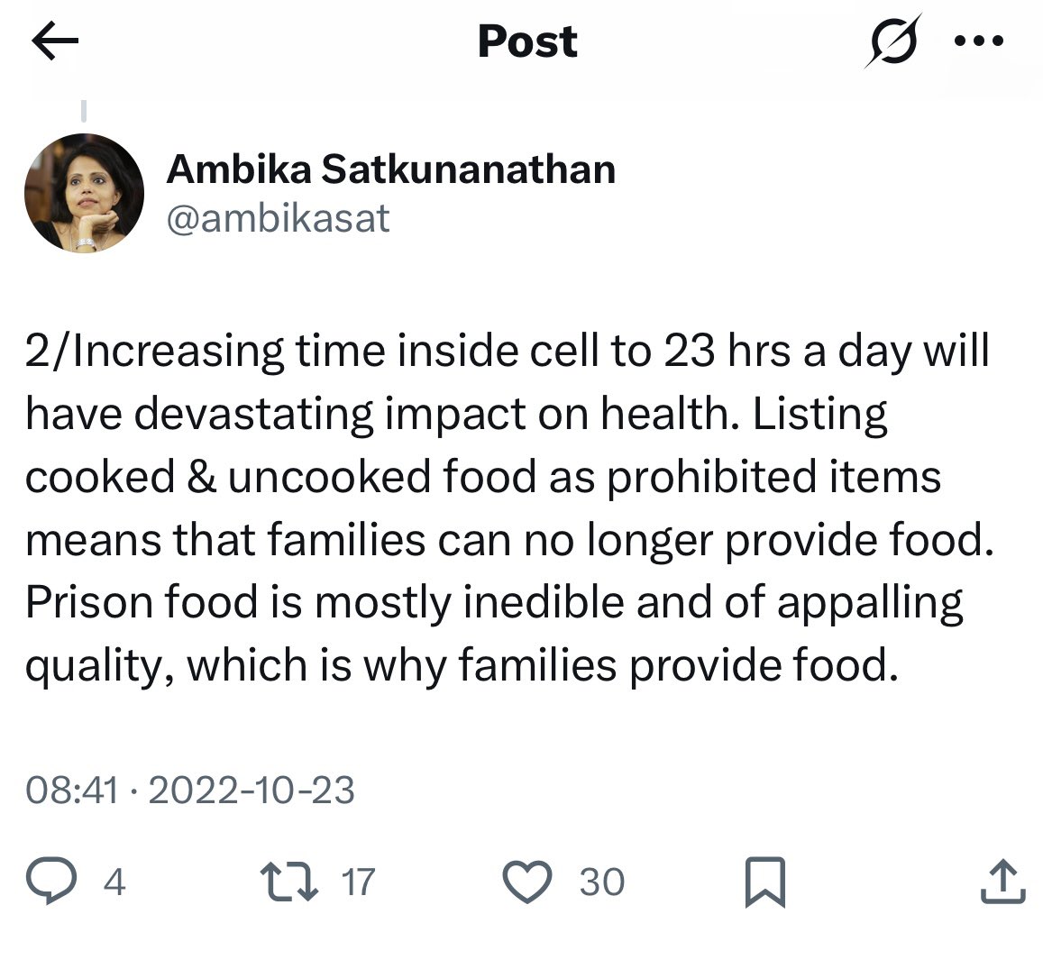 6) weeks or even months sometimes to receive medical care. Politicians are allowed to have all meals sent from home while others have to eat inedible meals provided in prison. They are allowed to receive scores of visitors in one day, to which others aren’t entitled.