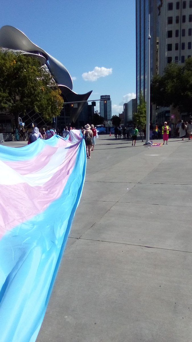 BHreysti's tweet photo. Such an wonderful thing to be part of the first Trans March, held in Edmonton, leading the parade for the Pride Festival. Had such a great day with alot of wonderful people. https://t.co/YkkE0dbVKh