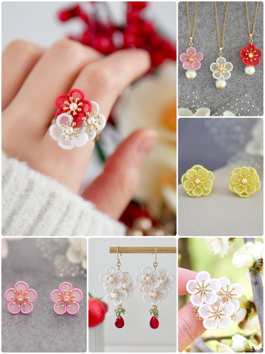 ハルノネ ｜ オーガンジー刺繍フラワーアクセサリー