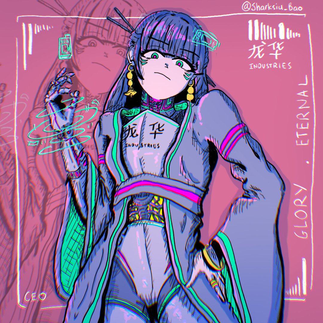 My first attempt at a cyberpunk style illustration! 
An arrogant CEO of a Chinese mega corporation - Designed her as I drew lol
#cyberpunk, #SciFiArt, #ocart