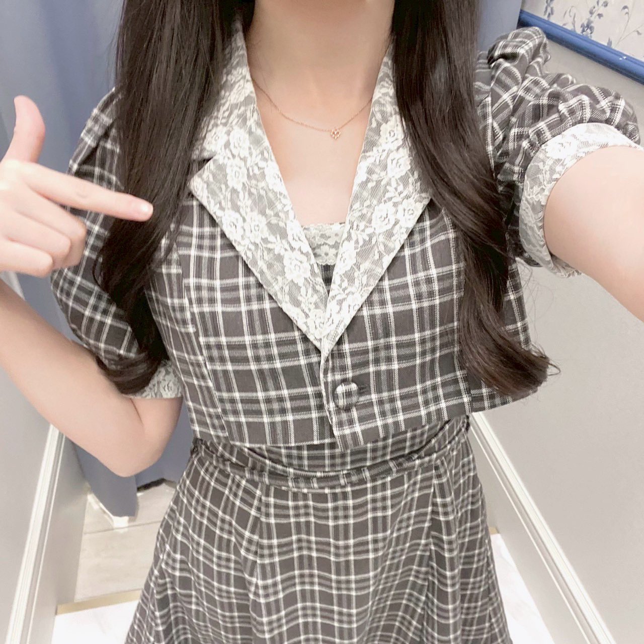 evelyn チェックジャケットセットOP チェックジャケットセット