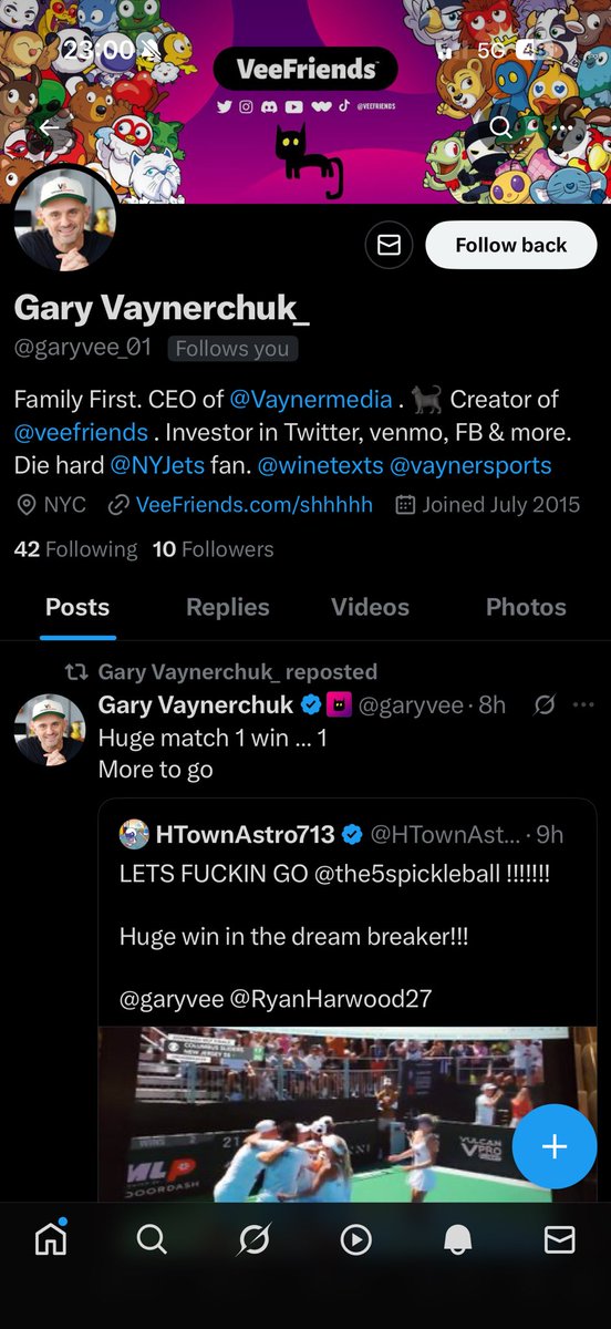 Aaron McCune (@mytechlife2016) on Twitter photo To all my fellow <a href="/veefriends/">VeeFriends</a>
Looks like we have another imposter. If you get a follow from <a href="/garyvee/">Gary Vaynerchuk</a> go to there bio and make sure it's actually him. Easy way to tell is look at the number of followers. The real account has millions. Hope you all are having the best weekend To all my fellow <a href="/veefriends/">VeeFriends</a>
Looks like we have another imposter. If you get a follow from <a href="/garyvee/">Gary Vaynerchuk</a> go to there bio and make sure it's actually him. Easy way to tell is look at the number of followers. The real account has millions. Hope you all are having the best weekend