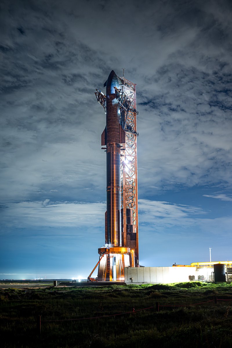 FLIGHT TEN — SpaceX’s Starship is fully stacked at Starbase, Texas ahead of its tenth flight test, scheduled for Sunday, August 24, at 6:30pm CT. The vehicle is the largest and most powerful rocket ever developed by humanity.

During Flight 9 in late May, Ship 35 achieved a full