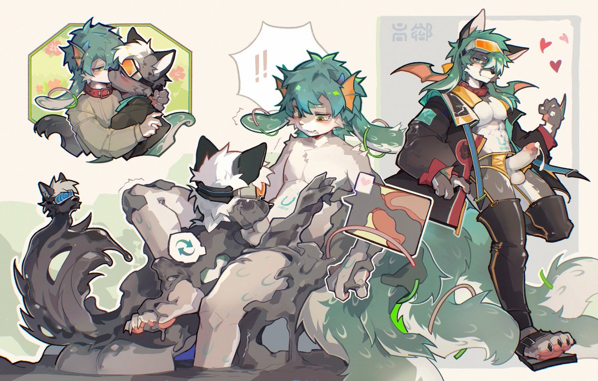 是和兔角宝贝儿的甜甜融合！

两只清纯兽太融合成一只涩气青年也是可以的（所以这算催熟吗🌿

（质量守恒）（确信）

超级感谢 <a href="/Mintcat2778/">彦菲燕🔞</a> 老师的美妙创作！

喜欢这身骚气的衣服🤤，融合后的青年形态真的帅死了呜呜🥵🥵🥵