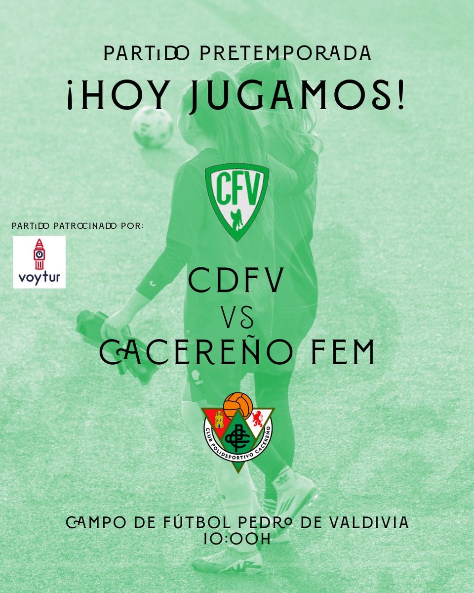 Segundo partido de pretemporada frente a un gigante @cacerenofem de 1RFEF. 🤯

Ya sabes, nos vemos a las diez de la mañana en el lugar de siempre. 🏟️😁

* Partido patrocinado por <a href="/voytur/">voytur</a> .