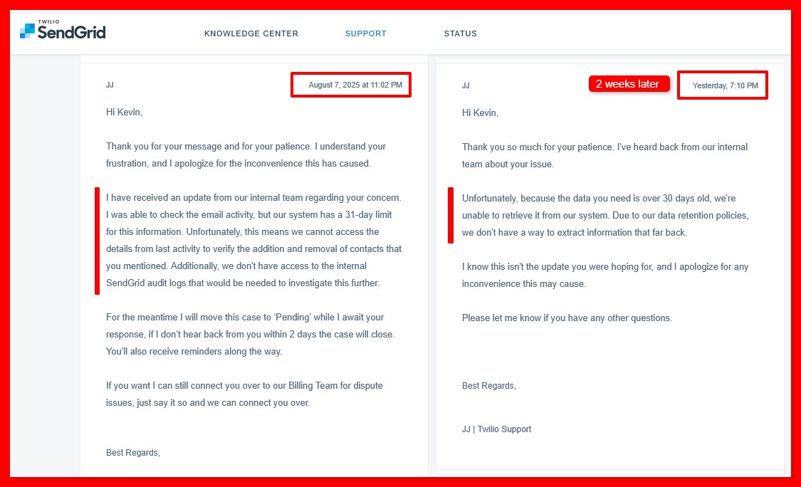 kevinMario's tweet photo. @SendGridSupport @SendGrid @sendgrid_ops I really don't know what to say, your staff has only been repeating themselves after 2 weeks has passed and no solutions offered. How is this "Support"?! https://t.co/SyWbDmw2pA