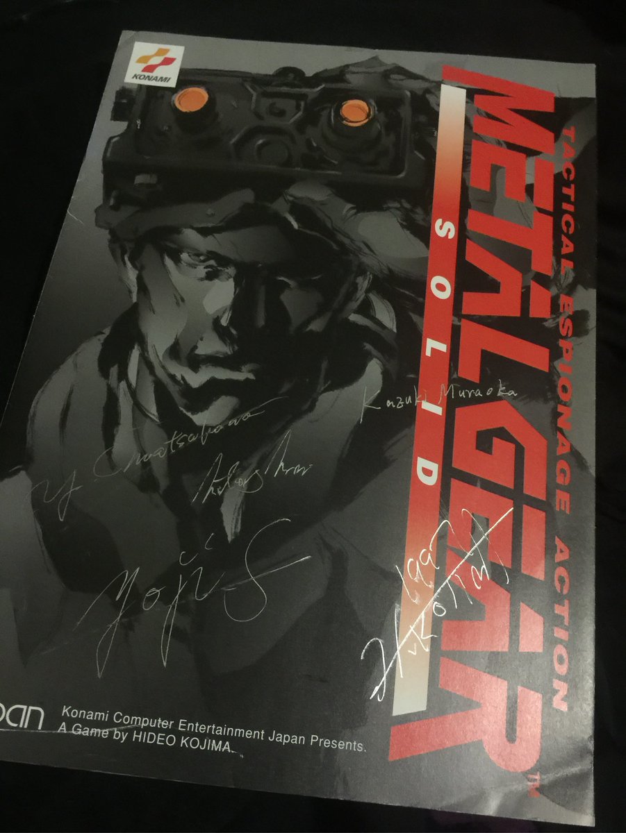 28 years ago at E3 Atlanta, you, Shinkawa-sensei, Matsuhana-san, Muraoka-san, and the MGS team signed this flyer for me. The world had no idea what great works lay ahead. Keep going, Sensei. Happy Birthday <a href="/Kojima_Hideo/">小島秀夫</a> <a href="/HIDEO_KOJIMA_EN/">HIDEO_KOJIMA</a> #storytelller