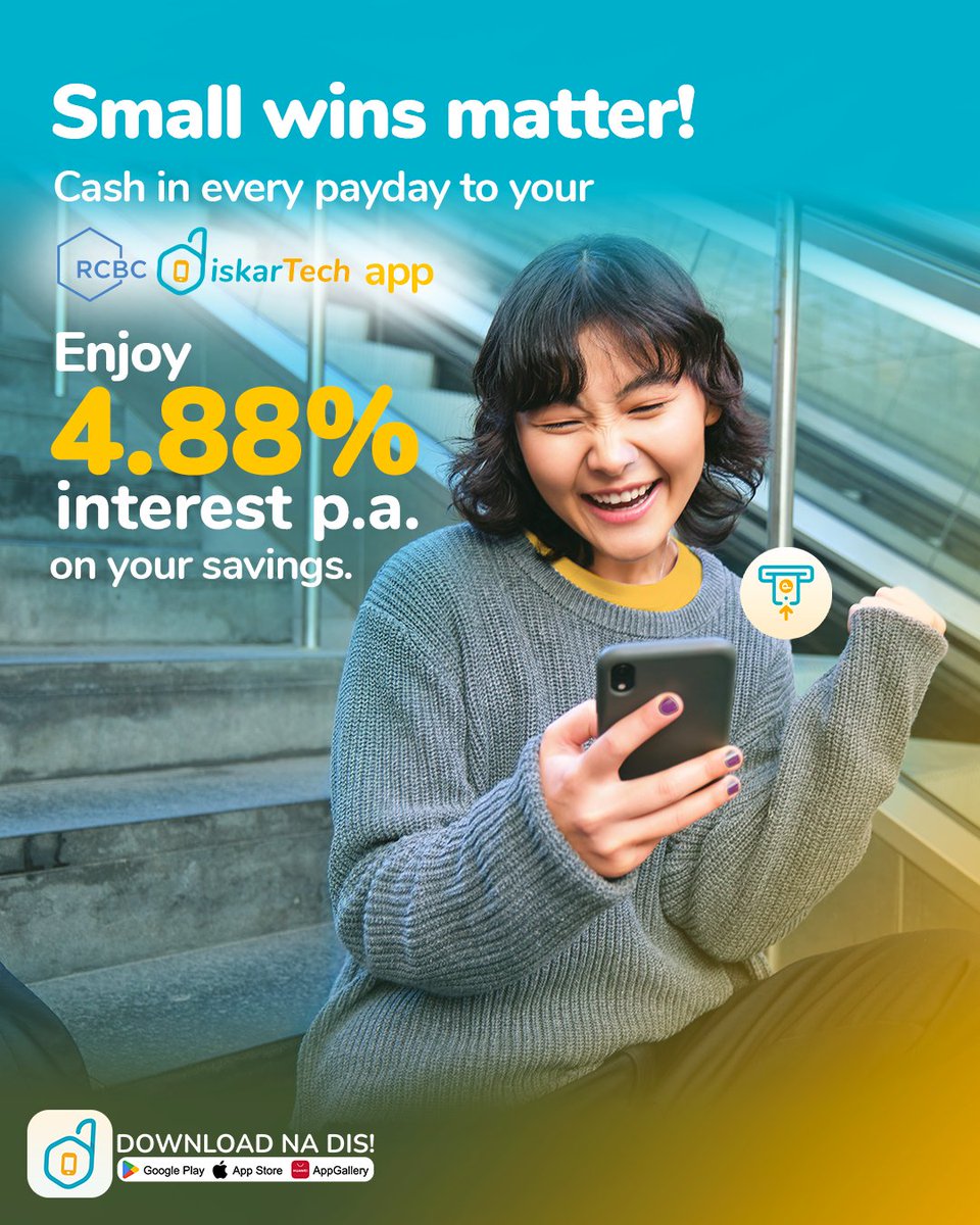 rcbcdiskartech's tweet image. Kahit pa-konti konti, basta tuloy-tuloy, makakamit mo rin ang ipon goals mo! ⚡️📱

Wala pang DiskarTech app? Download na dis! 

Play Store: bit.ly/RCBCDiskarTech…
App Store: bit.ly/RCBCDiskarTech…
AppGallery: bit.ly/RCBCDiskarTech…

#RCBC #GoForMore #RCBCDiskarTech