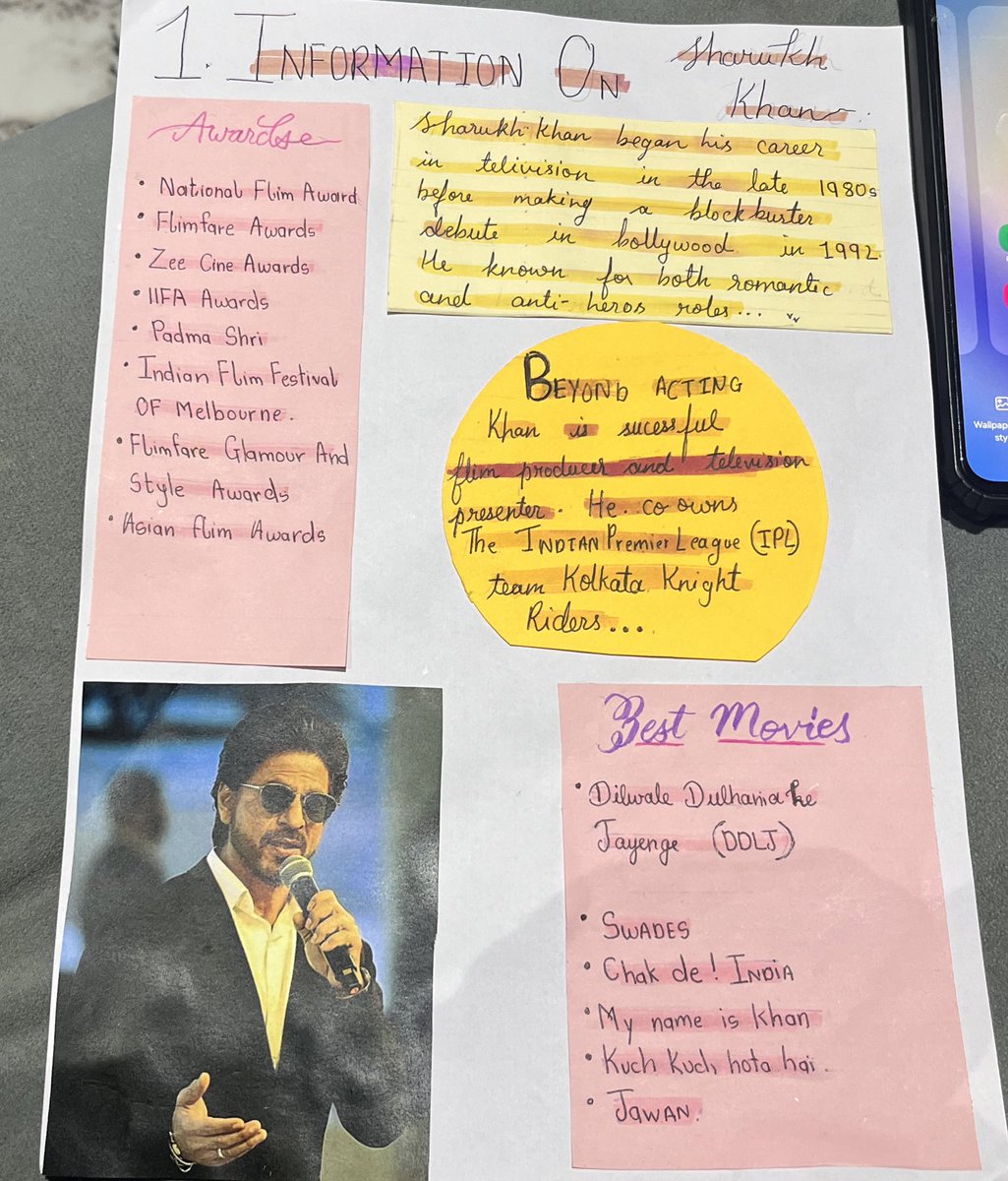 Respect for one and only one Shahrukh sir. My Niece school project she says my Mamu is copy of this beautiful soul. ❤️

Lots of love and Care to you Shahrukh bhai AllahHafiz
<a href="/iamsrk/">Shah Rukh Khan</a> 
<a href="/pooja_dadlani/">Pooja Dadlani</a>