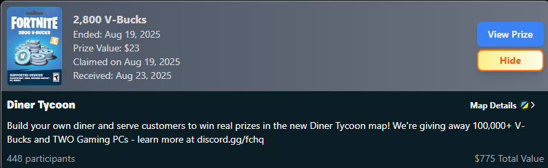 Photo by Umbreon @FNCreativeHQ Thank you for the vbucks and the gaming pc <3 The dinner tycoon challenge/quest was both very fun and frustrating but so worth it! You are so amazing!! 🥲♥️♥️ https://t.co/4oO8Vy3FLI