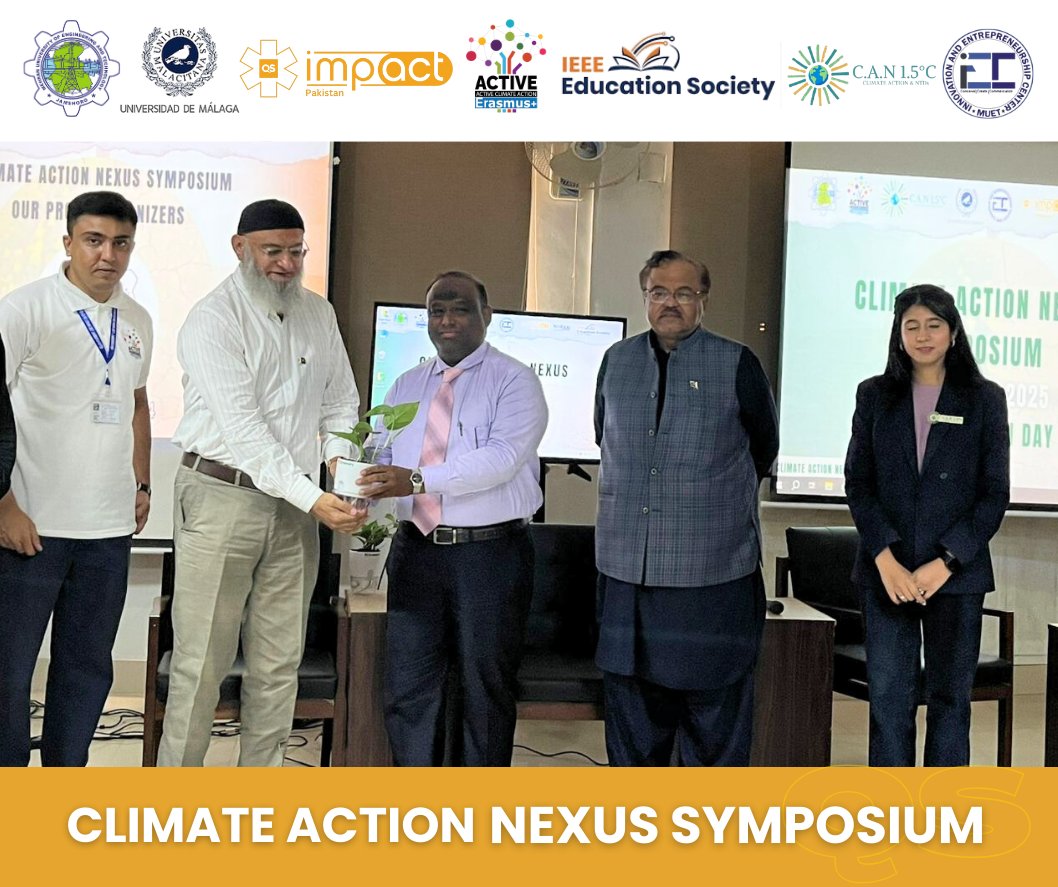 QSimpactpak's tweet photo. Chief Guest Engr. Muhammad Rizwan Khan, Senior Examiner of Patents and Designs at the Intellectual Property Organisation, Government of Pakistan, during the Climate Action Nexus Symposium held on 12 August, World Youth Day, at the IEC Building,Mehran UET Jamshoro.
12 August, 2025 https://t.co/rY1eFrpiJE