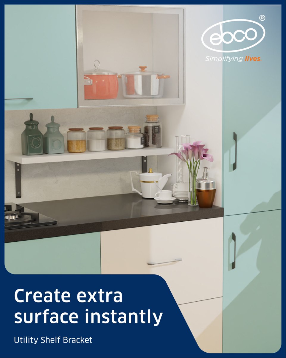 ebcohardware's tweet image. Skip the heavy cabinets.
The Ebco Utility Shelf Bracket gives you instant surface space—no construction needed.

- Holds up to 50kg
- Perfect for kitchens, studies &amp;amp; bedrooms
- Clean design, fits any home &amp;amp; room 

Tiny detail. Big difference.
#HomeHacks #SmartLiving #Ebco