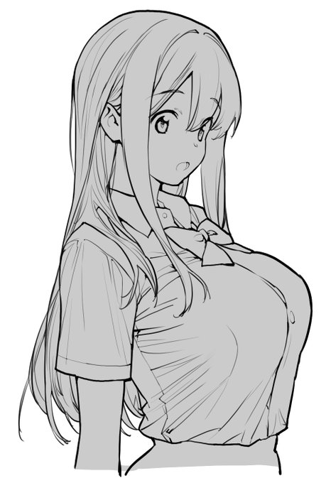 あさくらチャレンジ12話 詩乃埼小夜子 進捗1  とりあえずどのシーンにも使えそうなバストアップを描く😊 