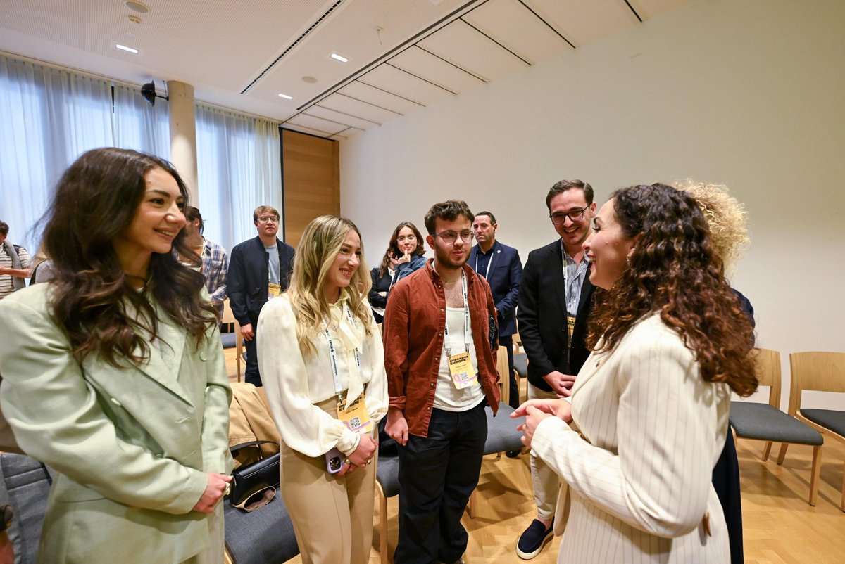 Vjosa Osmani (@vjosaosmaniprks) on Twitter photo Always inspiring to meet extraordinary young people at <a href="/forumalpbach/">EuropeanForumAlpbach</a>: the next generation of European leaders.
We spoke about Kosovo’s role as an active contributor to peace and security, the importance of transatlantic cooperation, and the need for Europe to return to its Always inspiring to meet extraordinary young people at <a href="/forumalpbach/">EuropeanForumAlpbach</a>: the next generation of European leaders.
We spoke about Kosovo’s role as an active contributor to peace and security, the importance of transatlantic cooperation, and the need for Europe to return to its