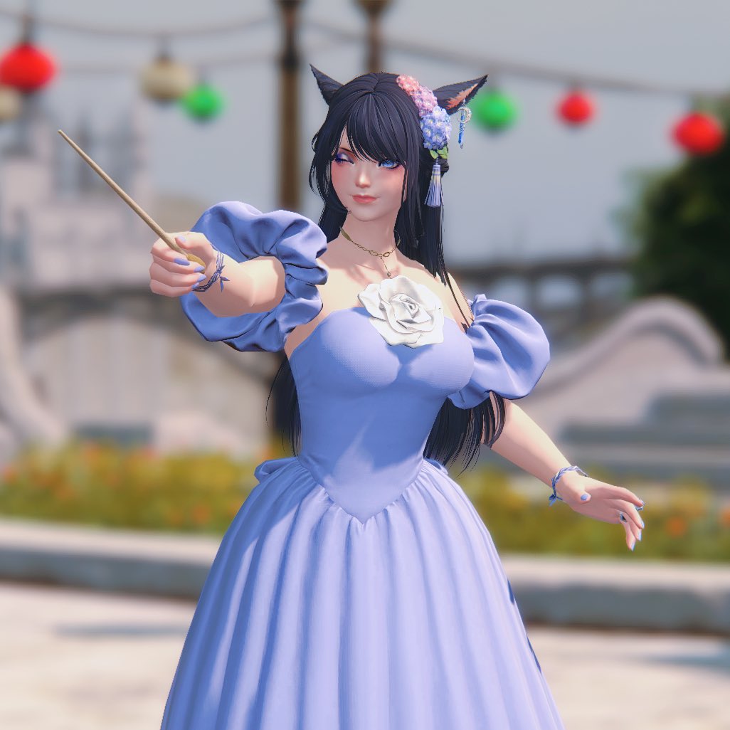 I've totally forgotten how to pose but the dress was very cute and Matricatte! #FFXIVScreenshots