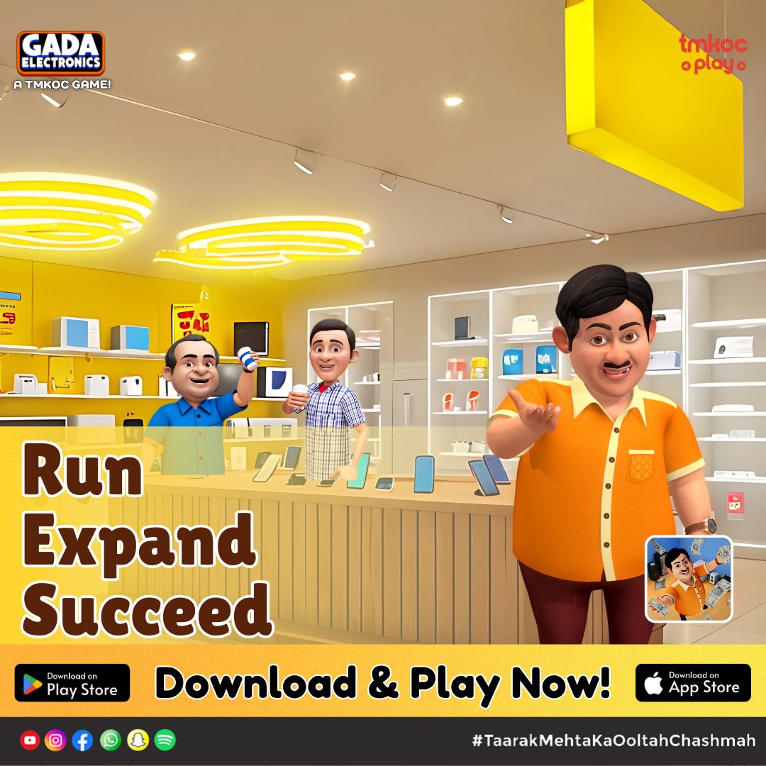 Business chalana easy hai? Prove it! 💼
Play India’s No.1 Business Simulation Game — Gada Electronics!

Run, grow &amp; build your business empire like Jethalal.

Download Now!
Android: play.google.com/store/apps/det…

IOS : apps.apple.com/in/app/gada-el…

#gadaelectronics #jethalal #bagha