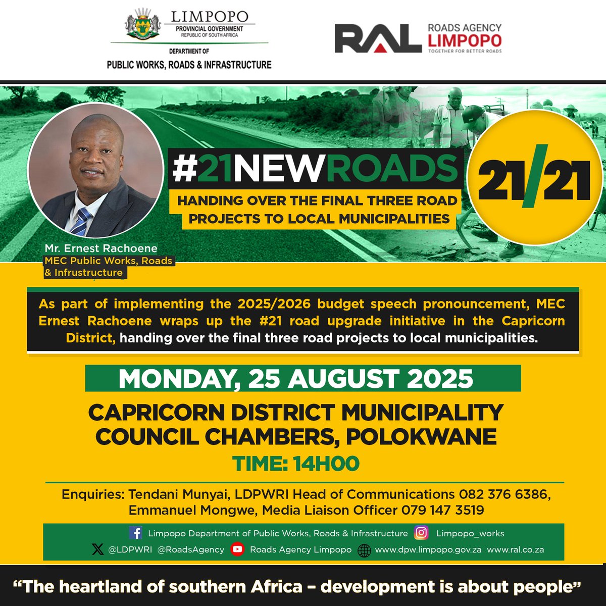 Limpopo Department of Public Works, Roads & Infra tweet media