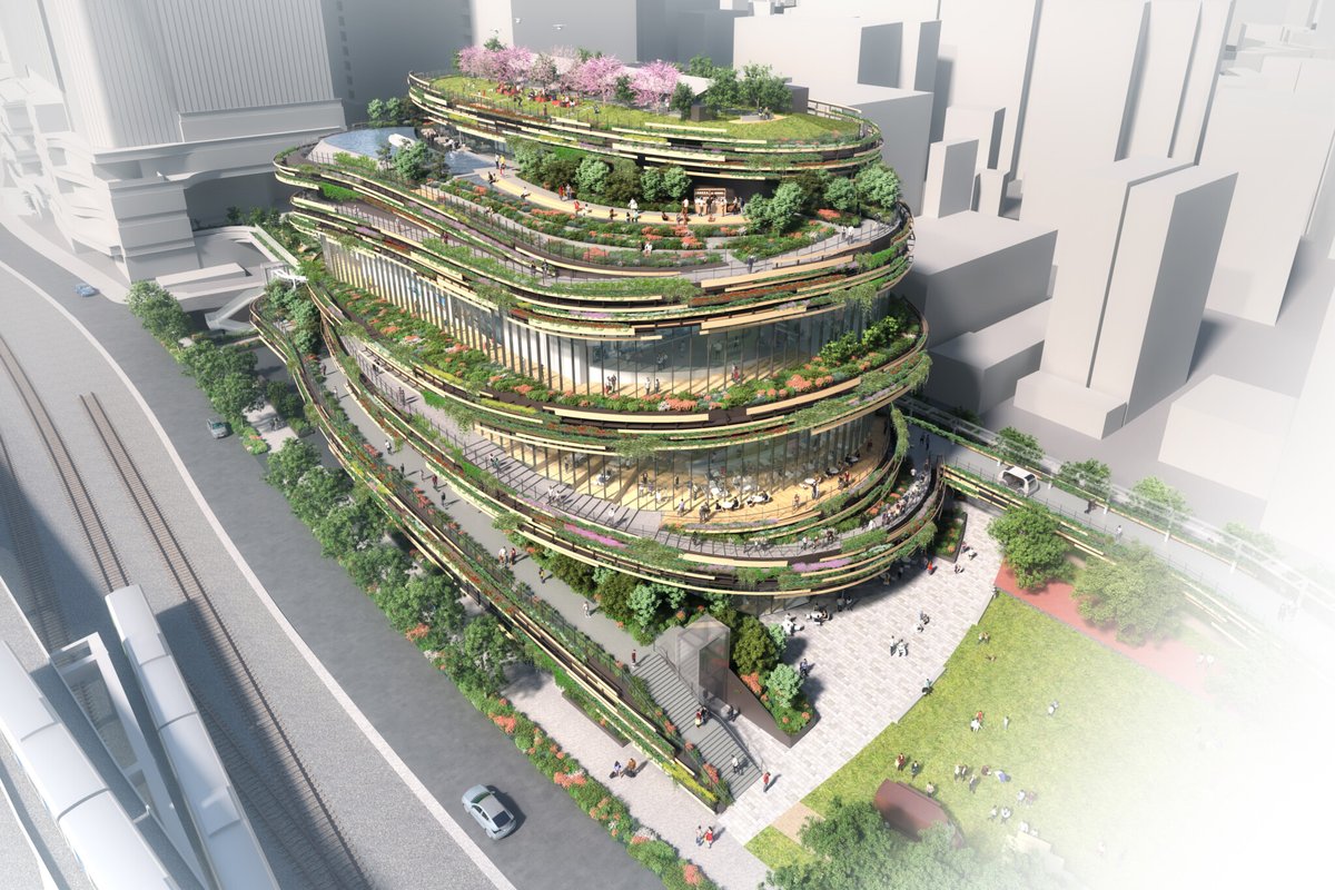 高輪ゲートウェイシティの文化創造棟「MoN Takanawa: The Museum of Narratives」、外観形状が形状だけに今とても複雑な骨組みが見える萌える現場となっている。