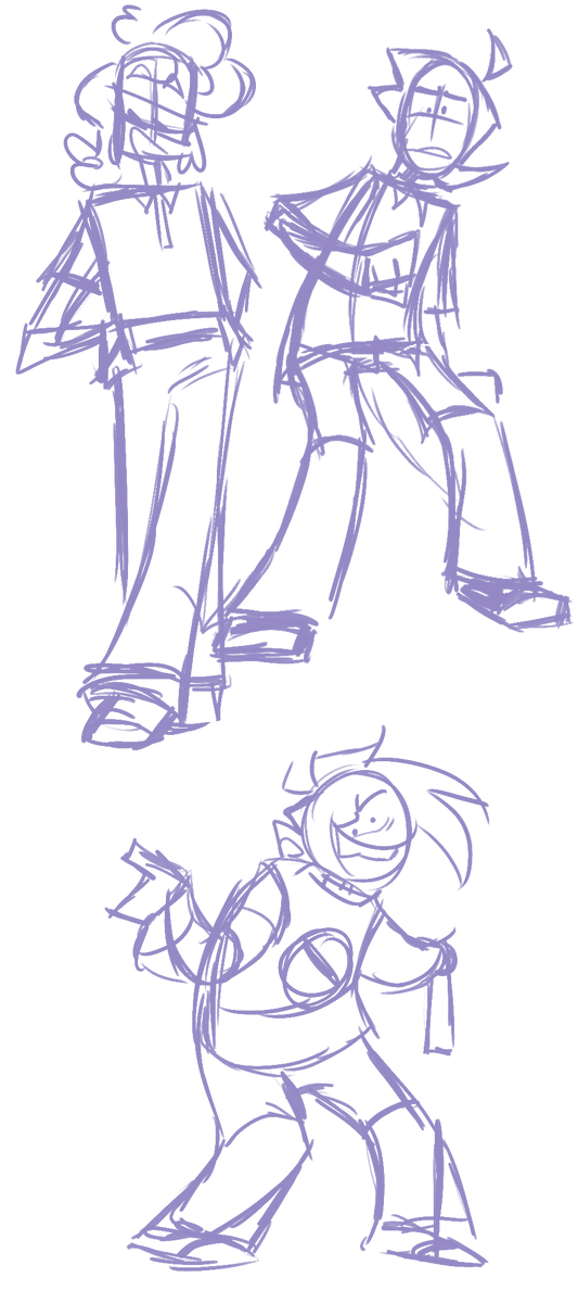 extremely rough pose sketches of these idiots cause i cant sleep and i needed to test something

will i polish these later? idk